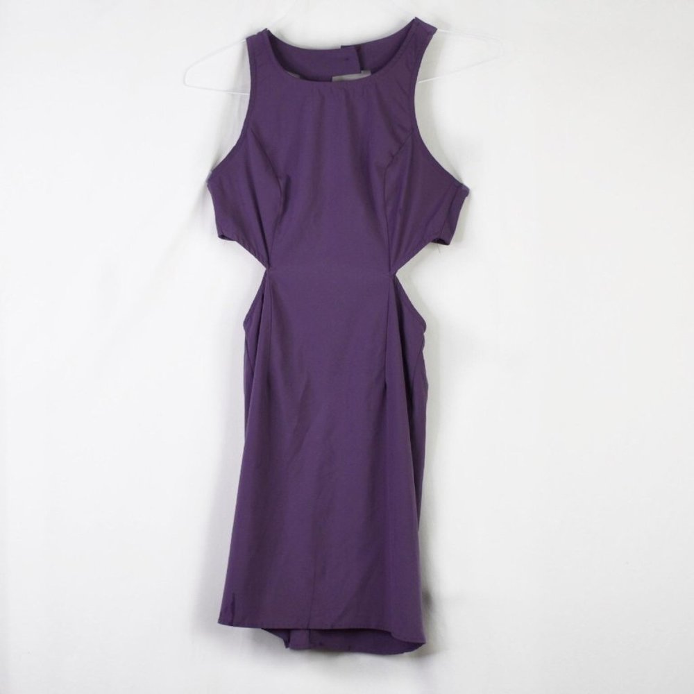Solemio Purple High Neck Cutout Sleeveless Dress S